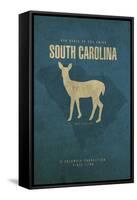 SC State Minimalist Posters-Red Atlas Designs-Framed Stretched Canvas