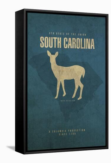 SC State Minimalist Posters-Red Atlas Designs-Framed Stretched Canvas