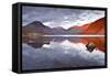 Scafell Range across Reflective Waters of Wast Water, Lake District Nat'l Pk, Cumbria, England, UK-Julian Elliott-Framed Stretched Canvas