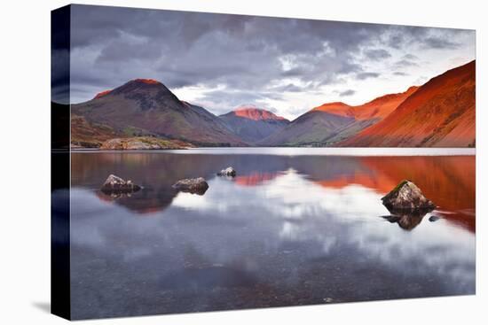 Scafell Range across Reflective Waters of Wast Water, Lake District Nat'l Pk, Cumbria, England, UK-Julian Elliott-Stretched Canvas