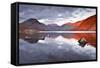 Scafell Range across Reflective Waters of Wast Water, Lake District Nat'l Pk, Cumbria, England, UK-Julian Elliott-Framed Stretched Canvas