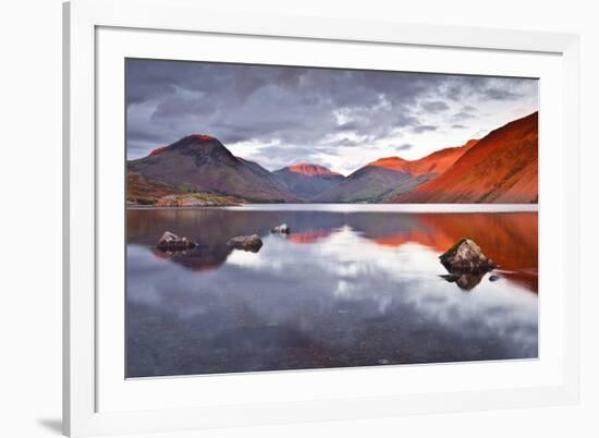 Scafell Range across Reflective Waters of Wast Water, Lake District Nat'l Pk, Cumbria, England, UK-Julian Elliott-Framed Photographic Print