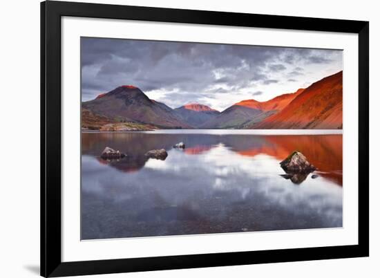 Scafell Range across Reflective Waters of Wast Water, Lake District Nat'l Pk, Cumbria, England, UK-Julian Elliott-Framed Photographic Print