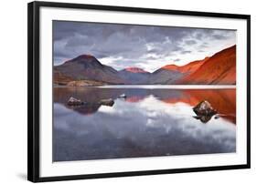 Scafell Range across Reflective Waters of Wast Water, Lake District Nat'l Pk, Cumbria, England, UK-Julian Elliott-Framed Photographic Print