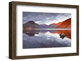 Scafell Range across Reflective Waters of Wast Water, Lake District Nat'l Pk, Cumbria, England, UK-Julian Elliott-Framed Photographic Print