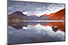 Scafell Range across Reflective Waters of Wast Water, Lake District Nat'l Pk, Cumbria, England, UK-Julian Elliott-Mounted Photographic Print