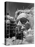 Scaffolding around Head of Abraham Lincoln, Partially Sculptured During Mt. Rushmore Construction-Alfred Eisenstaedt-Stretched Canvas