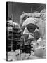 Scaffolding around Head of Abraham Lincoln, Partially Sculptured During Mt. Rushmore Construction-Alfred Eisenstaedt-Stretched Canvas