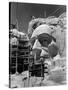 Scaffolding around Head of Abraham Lincoln, Partially Sculptured During Mt. Rushmore Construction-Alfred Eisenstaedt-Stretched Canvas