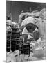 Scaffolding around Head of Abraham Lincoln, Partially Sculptured During Mt. Rushmore Construction-Alfred Eisenstaedt-Mounted Photographic Print