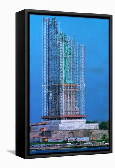 Scaffolding Covering Statue of Liberty-null-Framed Stretched Canvas