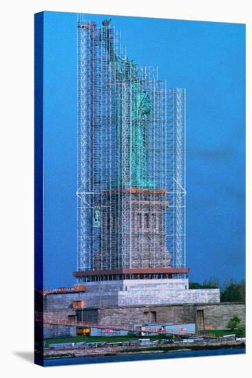 Scaffolding Covering Statue of Liberty-null-Stretched Canvas