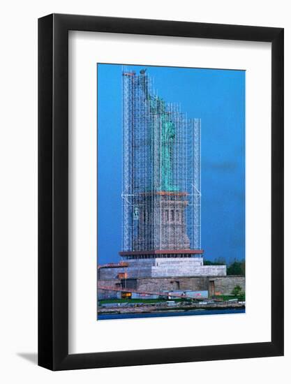 Scaffolding Covering Statue of Liberty-null-Framed Photographic Print