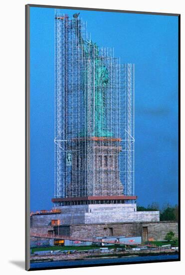 Scaffolding Covering Statue of Liberty-null-Mounted Photographic Print