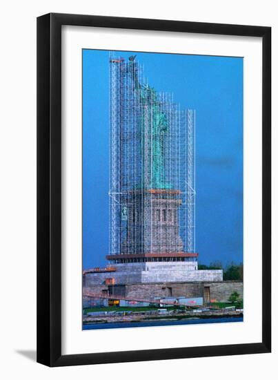 Scaffolding Covering Statue of Liberty-null-Framed Photographic Print