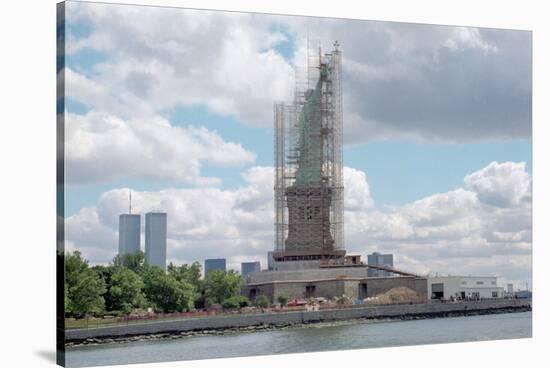 Scaffolding Surrounding the Statue of Liberty-null-Stretched Canvas