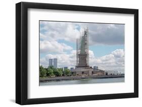 Scaffolding Surrounding the Statue of Liberty-null-Framed Photographic Print