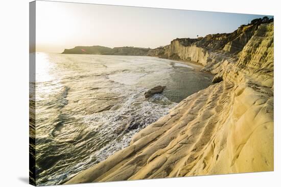 Scala Dei Turchi at Sunset, Realmonte, Agrigento, Sicily, Italy, Mediterranean, Europe-Matthew Williams-Ellis-Stretched Canvas