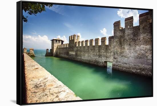 Scaliger Castle, Sirmione, Lake Garda, Lombardy, Italy-George Oze-Framed Stretched Canvas