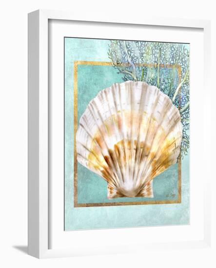 Scallop Shell and Coral-Lori Schory-Framed Art Print