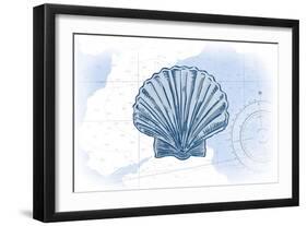 Scallop Shell - Blue - Coastal Icon-Lantern Press-Framed Art Print