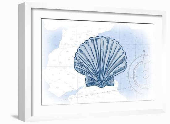 Scallop Shell - Blue - Coastal Icon-Lantern Press-Framed Art Print