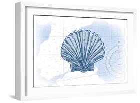 Scallop Shell - Blue - Coastal Icon-Lantern Press-Framed Art Print