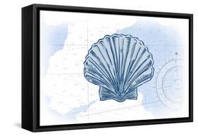 Scallop Shell - Blue - Coastal Icon-Lantern Press-Framed Stretched Canvas