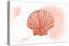 Scallop Shell - Coral - Coastal Icon-Lantern Press-Stretched Canvas