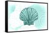 Scallop Shell - Teal - Coastal Icon-Lantern Press-Framed Stretched Canvas