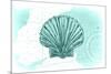 Scallop Shell - Teal - Coastal Icon-Lantern Press-Mounted Premium Giclee Print