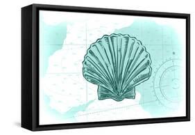 Scallop Shell - Teal - Coastal Icon-Lantern Press-Framed Stretched Canvas