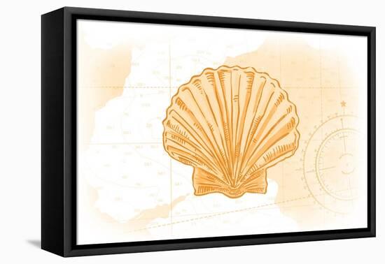 Scallop Shell - Yellow - Coastal Icon-Lantern Press-Framed Stretched Canvas