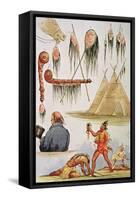 Scalping and Decorative Use of Scalps-George Catlin-Framed Stretched Canvas