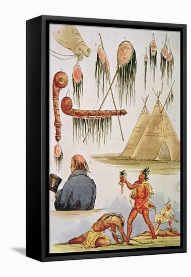 Scalping and Decorative Use of Scalps-George Catlin-Framed Stretched Canvas