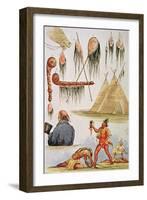 Scalping and Decorative Use of Scalps-George Catlin-Framed Giclee Print