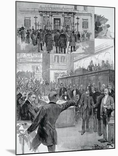 Scandal of Banca Romana, Cabinet in Session, November 23, 1893, Italy-null-Mounted Giclee Print