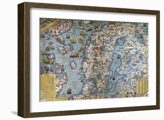 Scandinavia, Detail from the Carta Marina Da Olaus Magnus, 1572-Antonio Lafreri-Framed Giclee Print