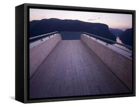 Scandinavia, Norway, Aurlandsfjord, Mountains, Fjord, Viewpoint, Panorama, Twilight-Rainer Mirau-Framed Stretched Canvas