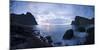 Scandinavia, Norway, Lofoten, Moskenesoey, Kvalvika, Sea-Bay, Sunset, Cloudy-Mood-Rainer Mirau-Mounted Photographic Print