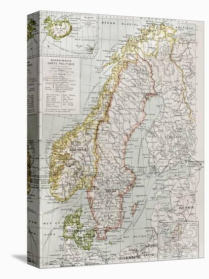 Scandinavia Political Map With Iceland Insert Map-marzolino-Stretched Canvas