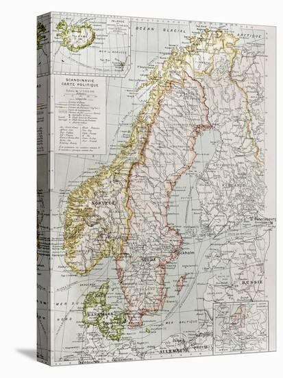 Scandinavia Political Map With Iceland Insert Map-marzolino-Stretched Canvas