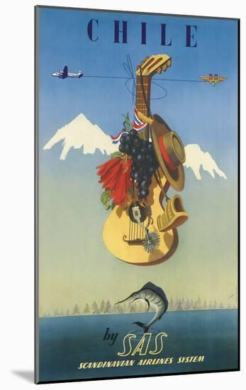 Scandinavian Airlines Chile, Gaucho Guitar, c.1951-De Ambrogio-Mounted Giclee Print