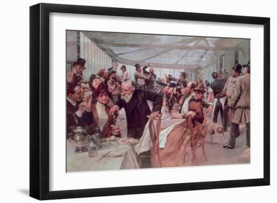 Scandinavian Artist's Luncheon at Cafe Ledoyen on Varnishing Day, 1886-Hugo Birger-Framed Giclee Print
