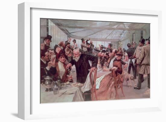 Scandinavian Artist's Luncheon at Cafe Ledoyen on Varnishing Day, 1886-Hugo Birger-Framed Giclee Print