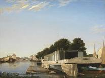 Barges at a Mooring-Scandinavian-Stretched Canvas