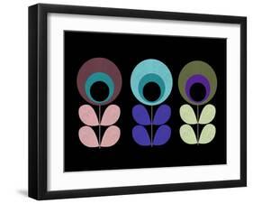 Scandinavian Flowers on Black-Anita Nilsson-Framed Art Print