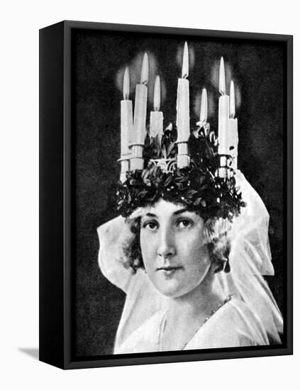 Scandinavian Girl Wearing Candle Headdress on St Lucy's Day, 1936-null-Framed Stretched Canvas