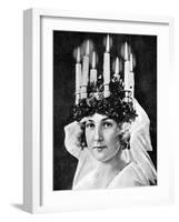 Scandinavian Girl Wearing Candle Headdress on St Lucy's Day, 1936-null-Framed Giclee Print