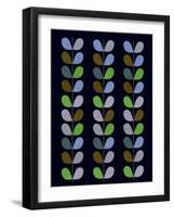 Scandinavian Leaf Pattern on Black I-Anita Nilsson-Framed Art Print